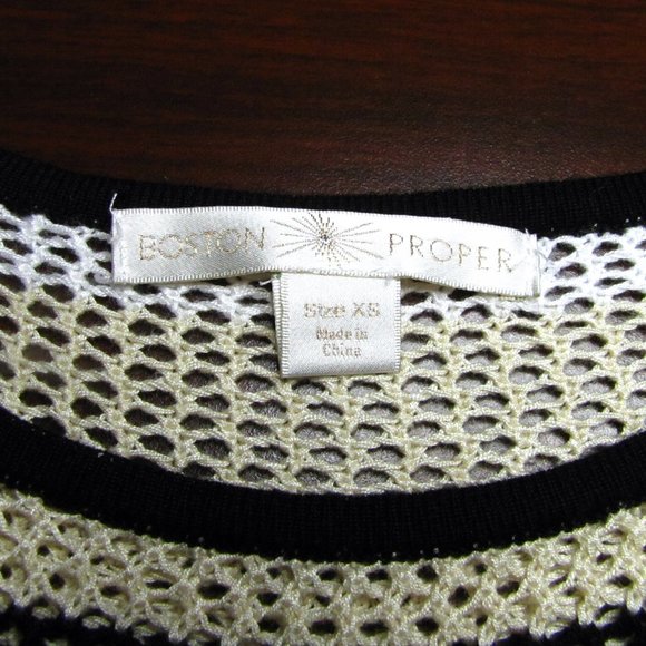 Boston Proper Open-Knit Stretch Striped Sweater Sz XS - Picture 4 of 12
